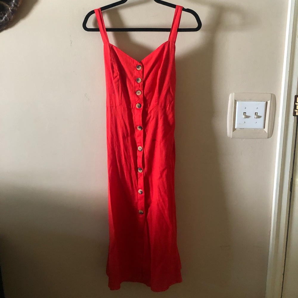 Tie-back button front dress